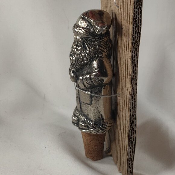 Mud Pie Santa Wine Bottle Topper Silver Christmas Holiday Bar - Picture 2 of 4